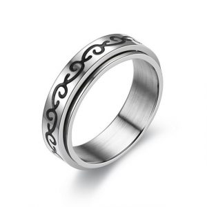 Calming Ring, Stainless Steel, Anti Anxiety, Spinner Jewellery, Swirl Pattern