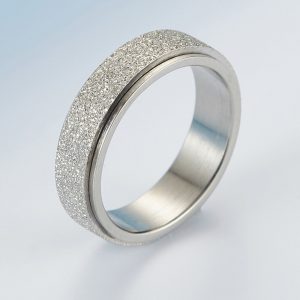 Calming Ring, Anti Anxiety, Spinner Jewellery, Silver Colour, Stainless Steel, Sandblasted Effect