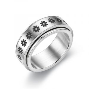 Calming Ring, Stainless Steel, Anti Anxiety, Spinner Jewellery, Flowers